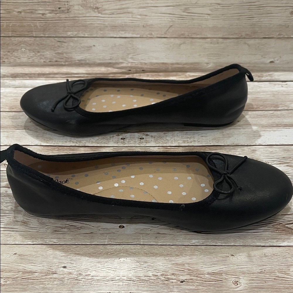 Cat & Jack Black Ballet Flats with Bow Preloved - Picture 5 of 7